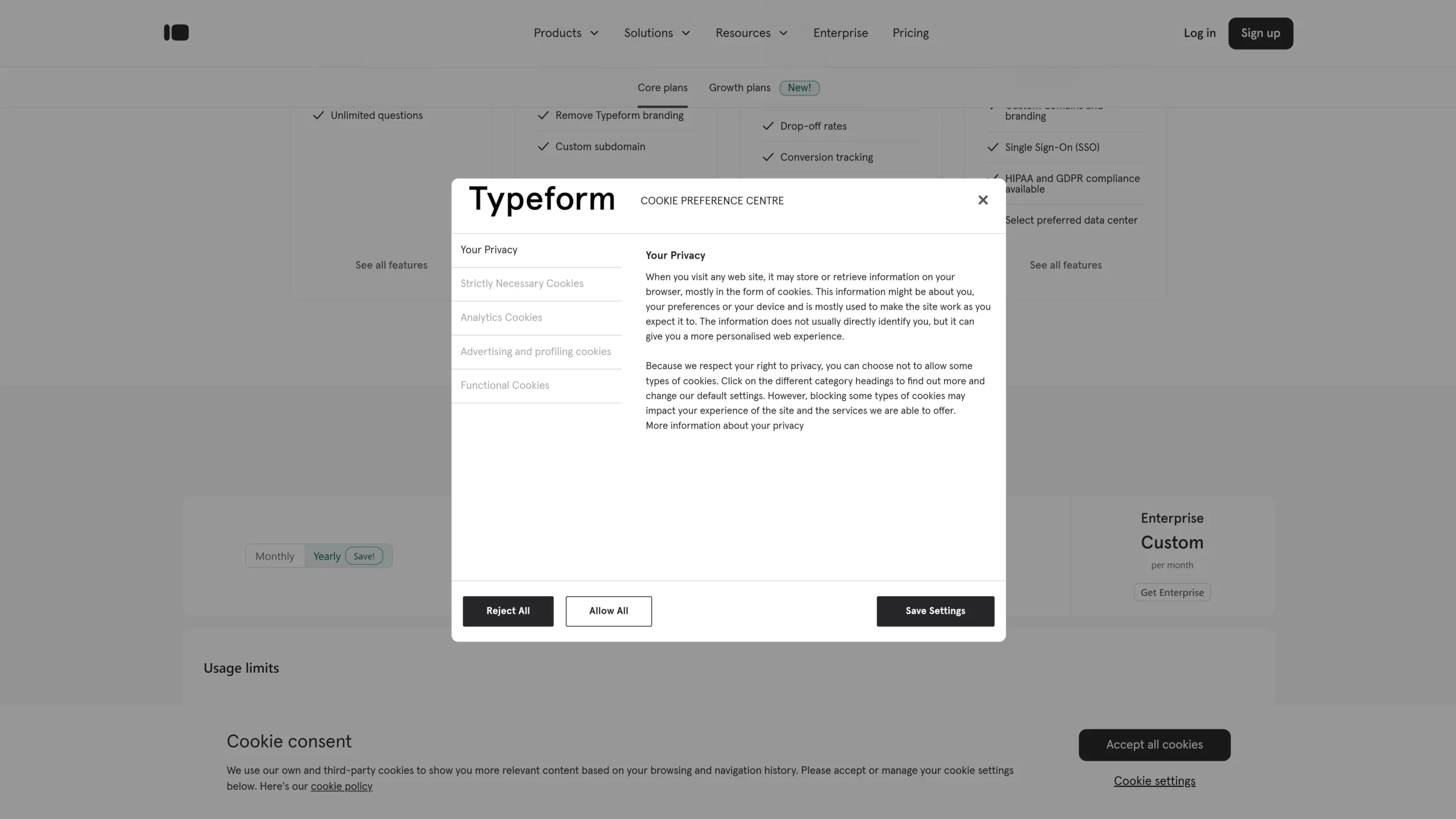 Cookies Popup UI Design from Typeform | Download WebP for Free