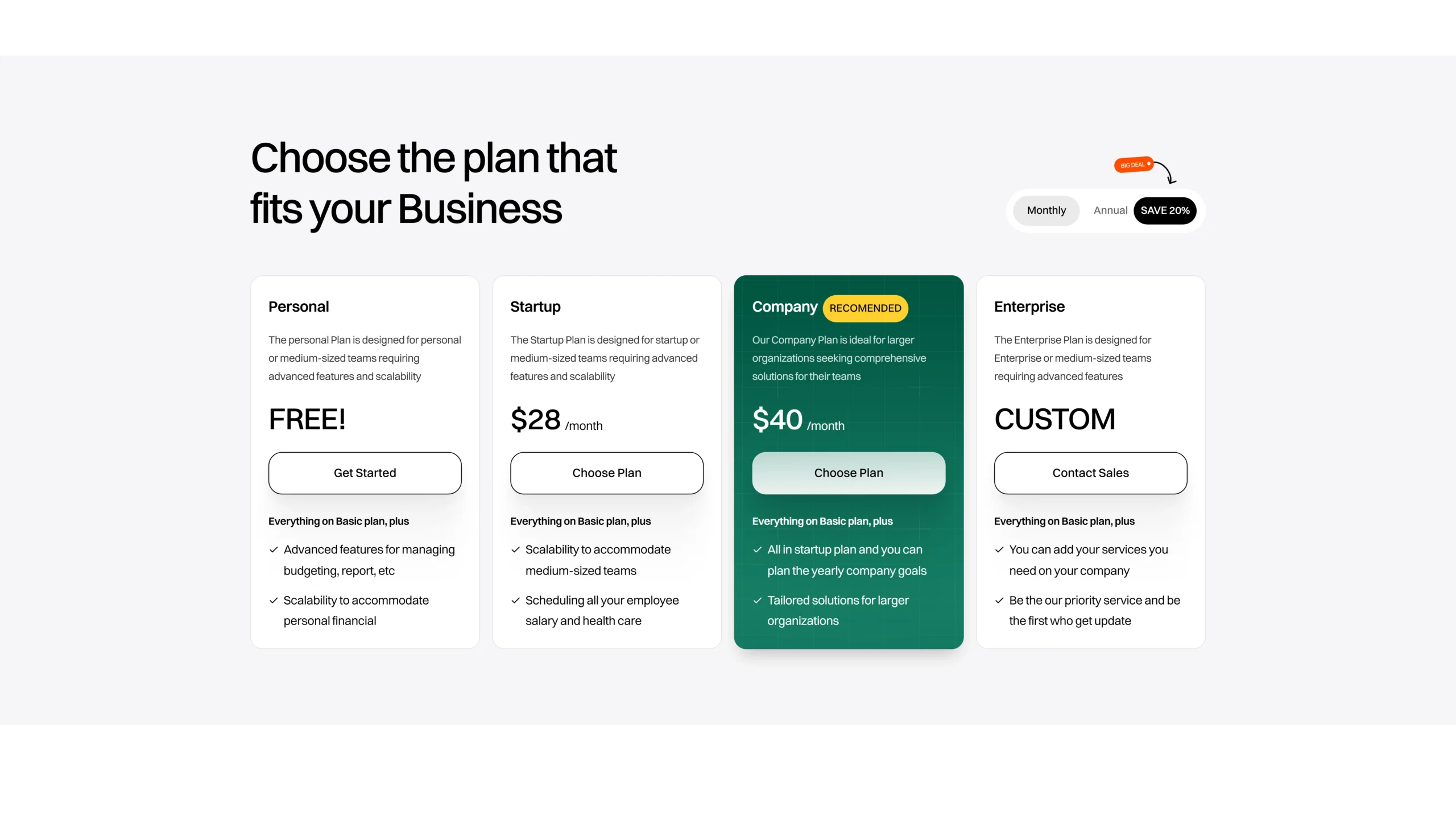 Pricing Plan Design UI from Sapick – Free WebP Download