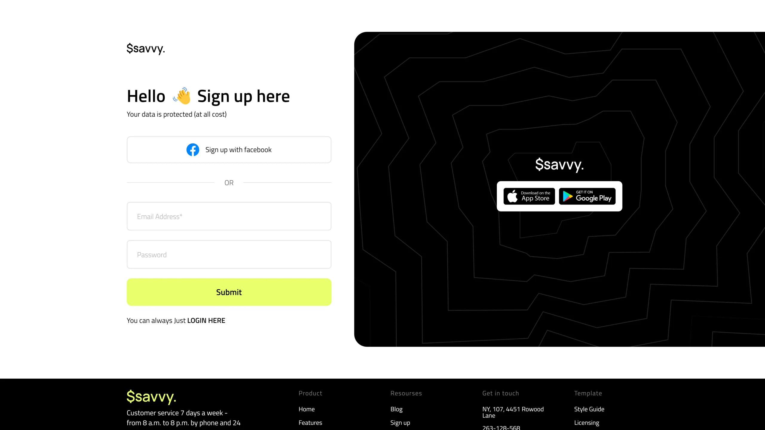 Sign Up Screen UI Design from Savvy – Free WebP Download