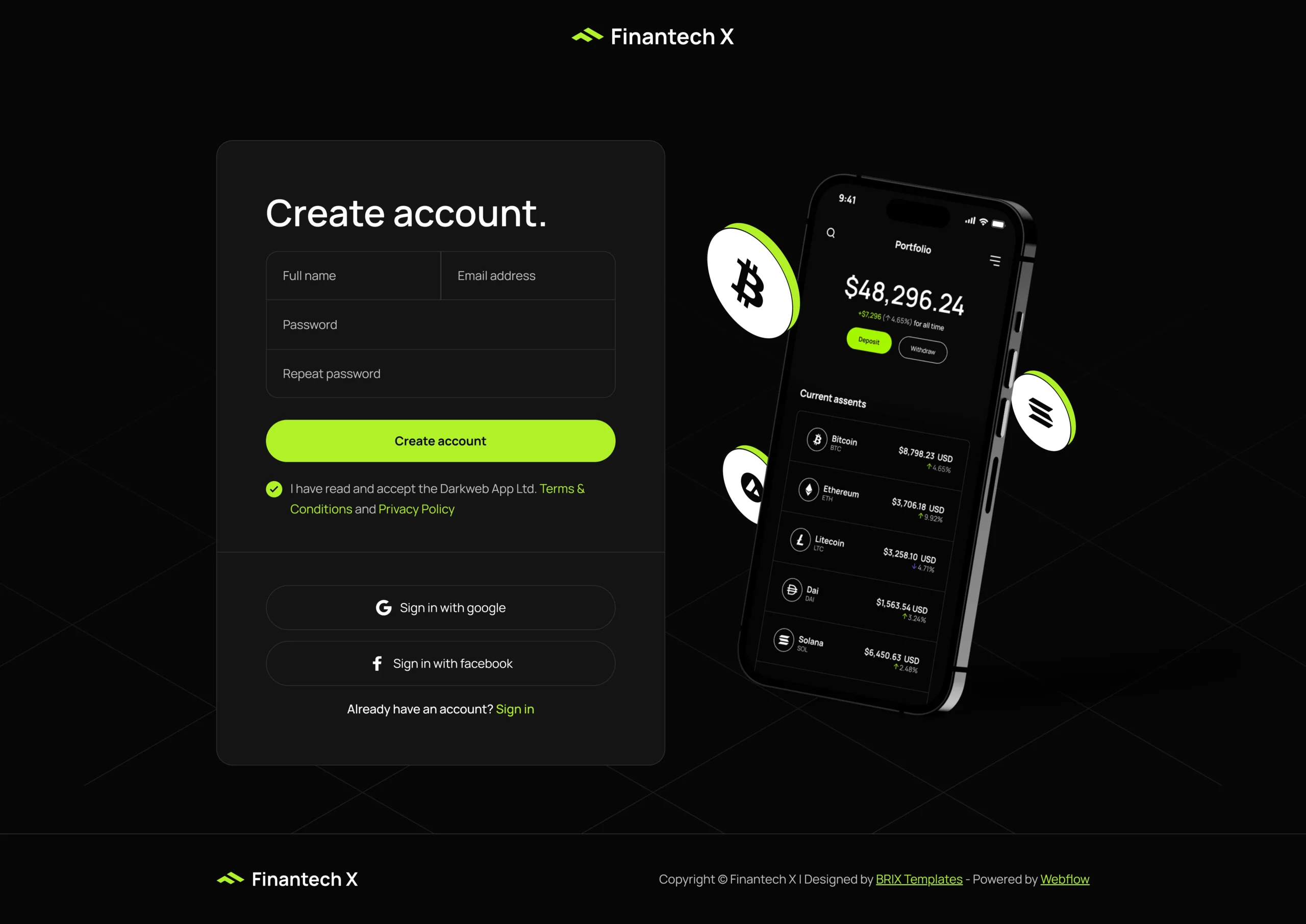 Fin-tech Signup Webpage UI Inspiration | Download Webp for Free